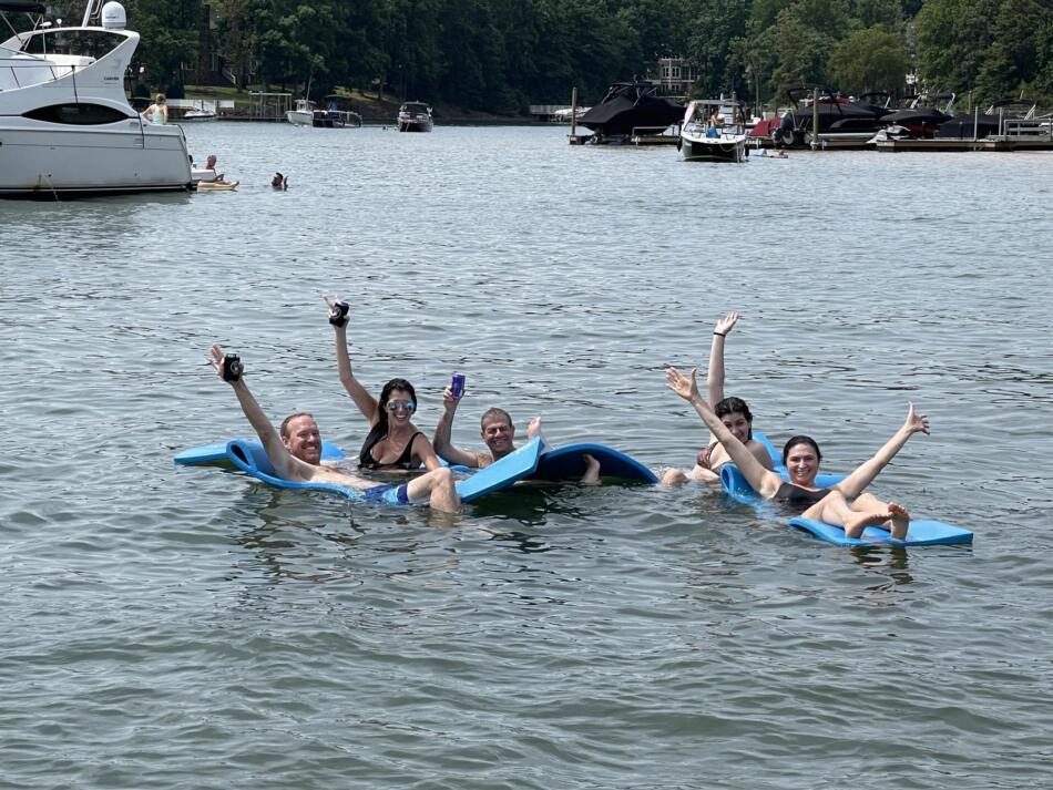 Enjoying a sunny day at cocktail cove with Party Pontoon.