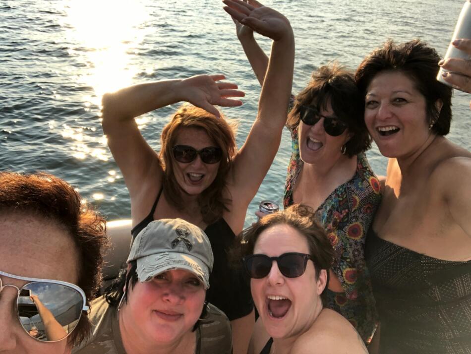 Lady's night with Party Pontoon boat rental.